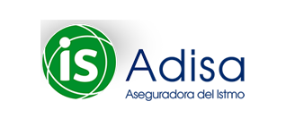 Logotipo de IS Adisa con elementos circulares verdes y texto en azul.
