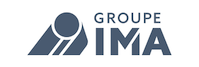 Logotipo de Groupe IMA en gris con figura circular.