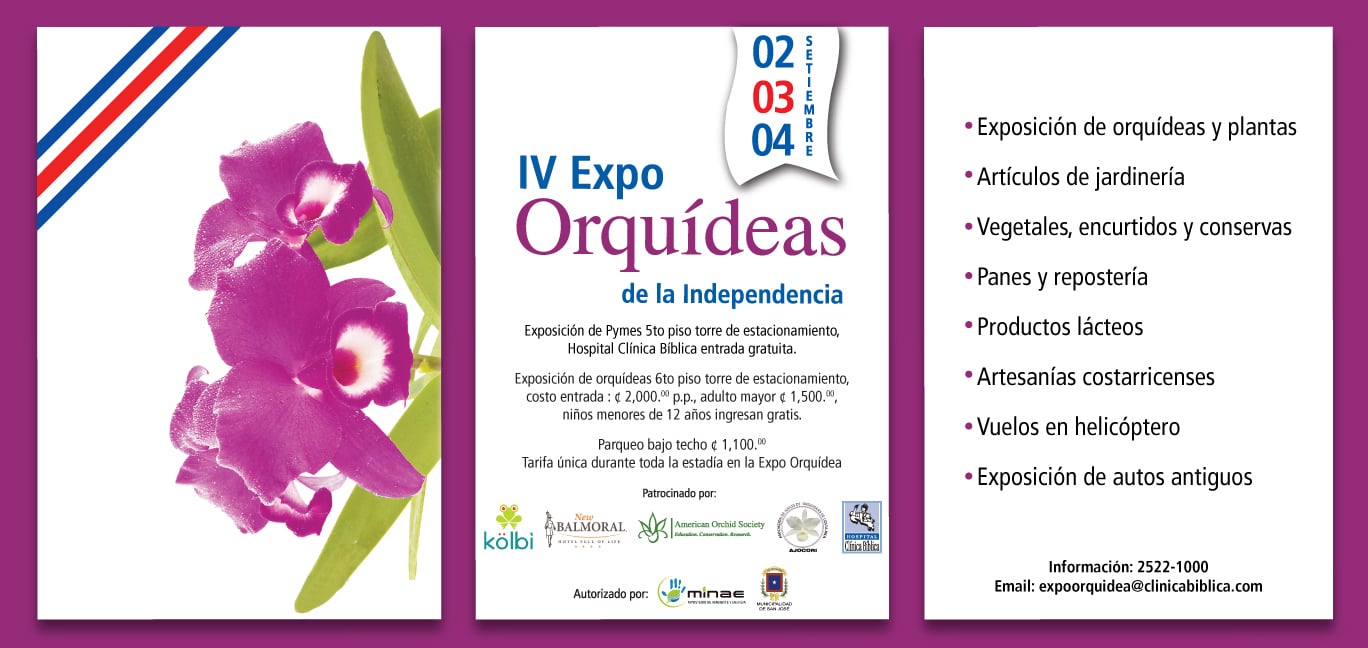 Afiche informativo de la IV Expo Orquídeas de la Independencia con programación y actividades