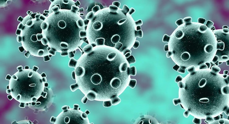 Ilustración microscópica del virus coronavirus COVID-19