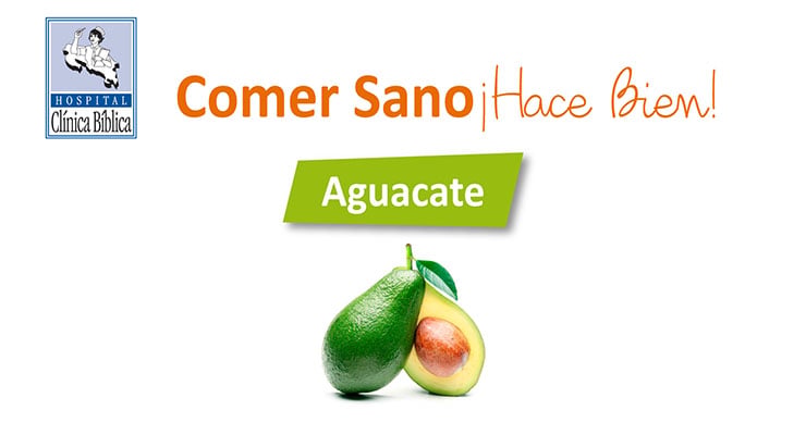 Imagen promocional de aguacate con el mensaje Comer sano hace bien del Hospital Clínica Bíblica