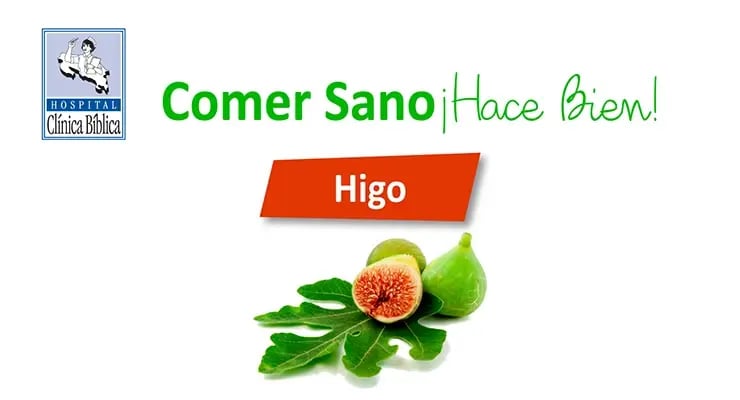 Imagen promocional de higo con el mensaje Comer sano hace bien del Hospital Clínica Bíblica