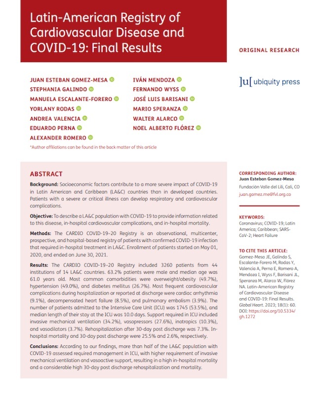 Latin-American Registry of Cardiovascular Disease and COVID-19: Final Results