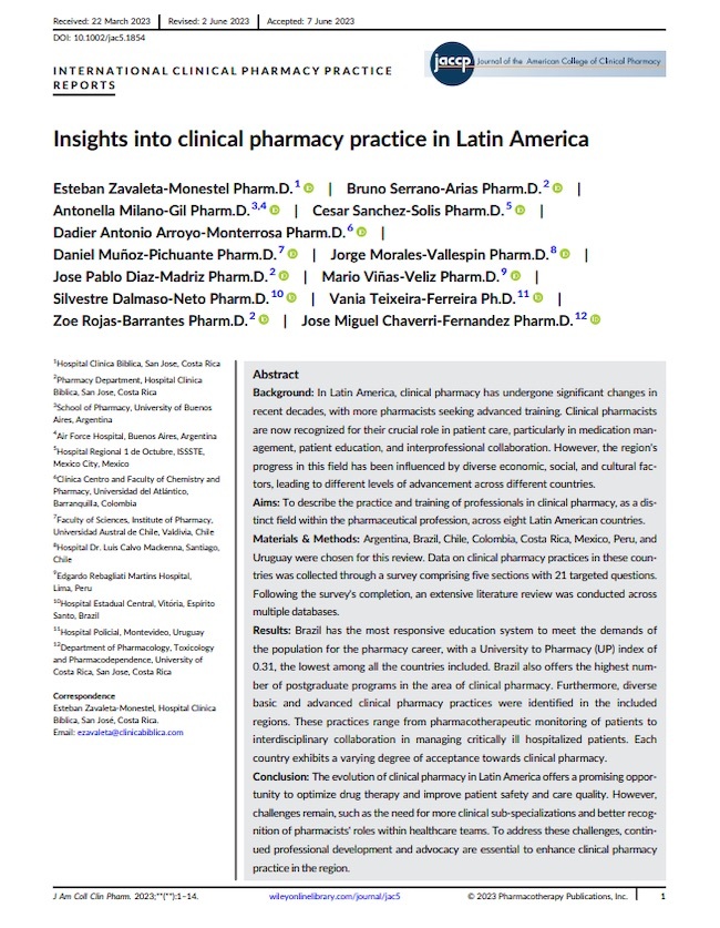 Insights into clinical pharmacy practice in Latin America