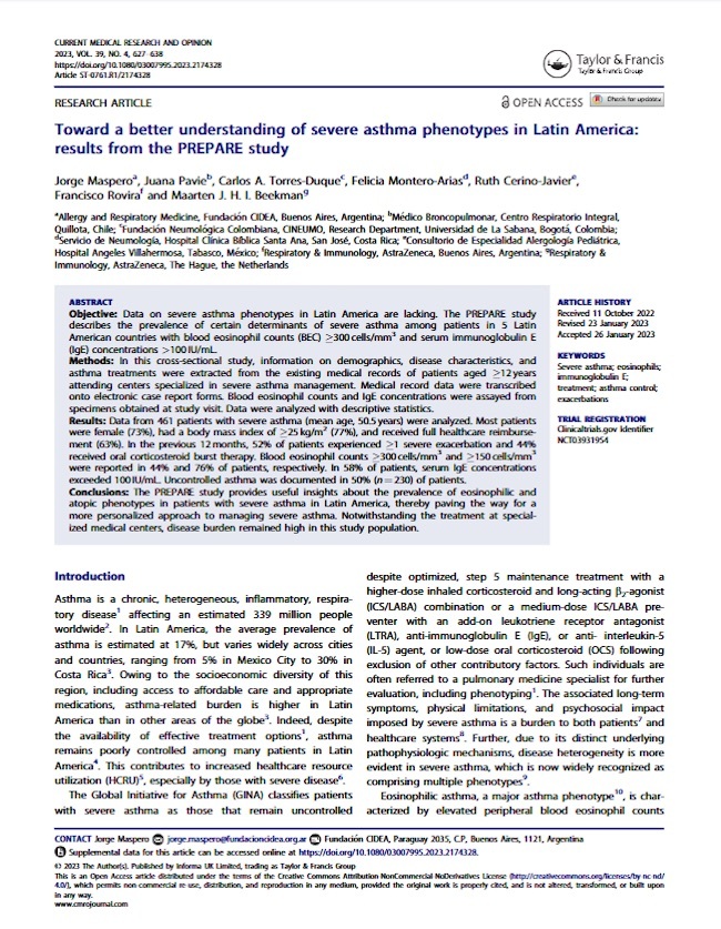 Toward a better understanding of severe asthma phenotypes in Latin America: results from the PREPARE study