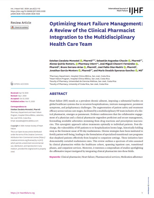 Optimizing Heart Failure Management: A Review of the Clinical Pharmacist Integration to the Multidisciplinary Health Care Team