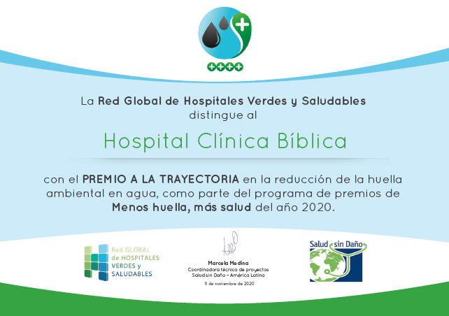 Premio Menos huella, más salud - Hospital Clínica Bíblica