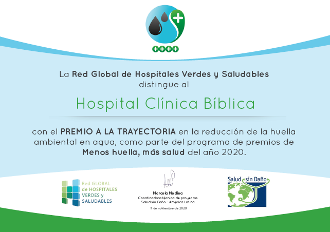 Less Footprint, More Health Award - Hospital Clínica Bíblica