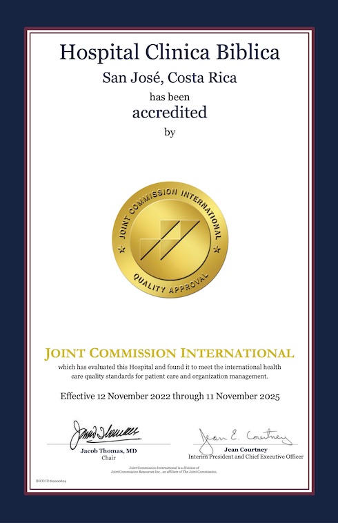 Certificación Joint Commission International - Hospital Clínica Bíblica