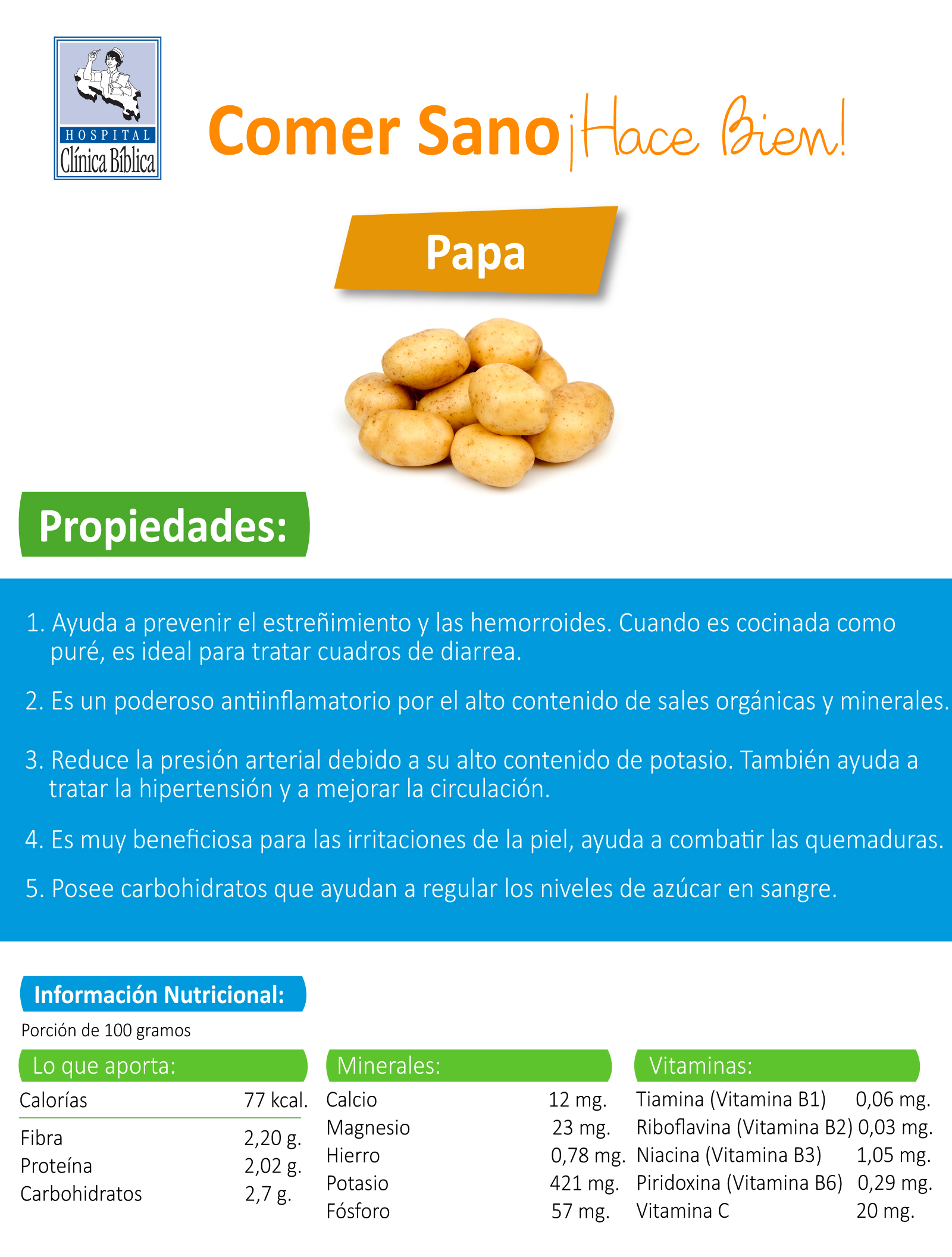 Propiedades de la papa